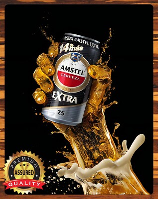 Amstel Cerveza Extra - Rare - Metal Sign 11 x 14