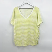 Lane Bryant Striped Cinched Side V-neck Pullover Short Sleeve Shirt Plus 22/24