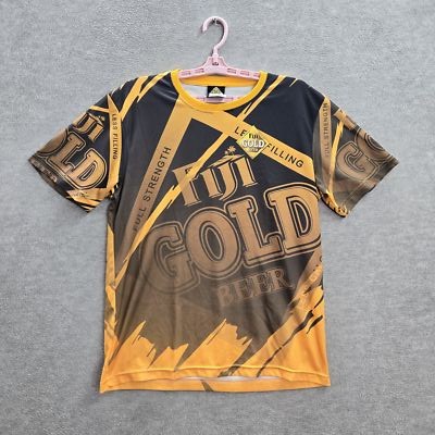 Jacks of Fiji Men Shirt L Yellow Graphic Print Short Sleeve Crew Neck Pullover