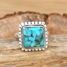 Blue Copper Turquoise Ring 925 Sterling Silver Ring Gemstone Ring Designer Ring