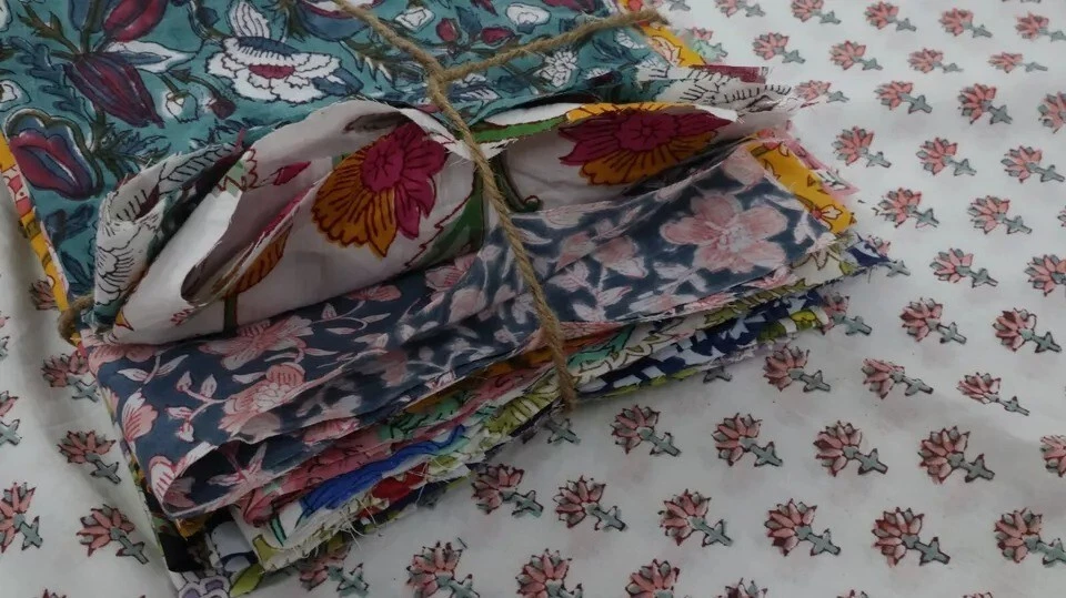 100 Assorted BLOCK PRINT pre cut charm pack 5" squares 100% cotton fabric quilt - Image 4 of 4