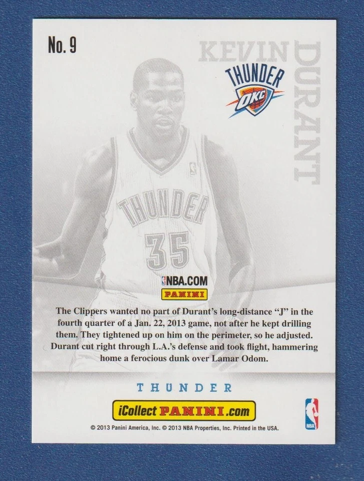 KEVIN DURANT 2013 Panini PROMO Card National Convention #9 OKC Thunder NSCC^ - Image 2 of 2