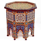 Moroccan Table Side Handmade Moucharabi Delicate Hand Painted Exquisite Red