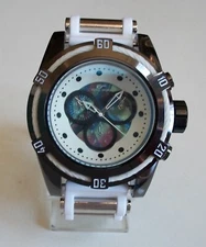 MEN'S TECNO SPORT HEMATITE WHITE SILICONE BAND DRESS UP OR CASUAL FASHION WATCH