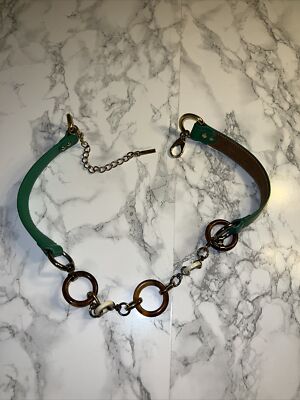 Vintage D & G Dolce & Gabbana Green Leather Belt Authentic 32 inch Vintage DG Dolce & Gabbana Belt – Lime Green Leather Floral  main image 3