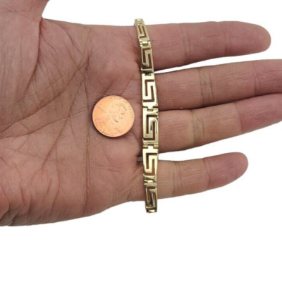 Ladies Versace pattern Link Bracelet New Real 14K Yellow Gold 7 In Long 8.2 Gr