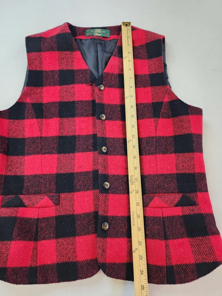 Orvis Vest Women Medium Red Black Buffalo Check Plaid Vintage Lumberjack - Image 2 of 4