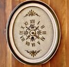 <!--F#f_0-->Vintage Wind Up Wall Clock WOOD + GLASS Oval with Key BROKEN parts or repair<!--F/-->