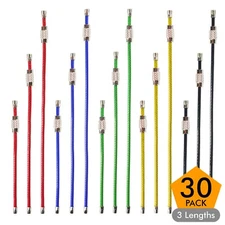 30pc Colored PVC Coated Wire Keychain 4/6.3/7.9 Inch Cable Key Ring Loops