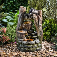 Serenity Cascade Buckets Wishing Well Water Feature LED 49cm Garden Ornament