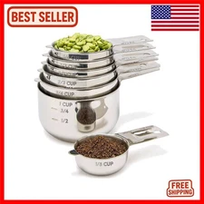 Durable 7-Piece Stainless Steel Measuring Cups - Dishwasher Safe & Easy to Store