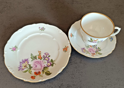 DDR Lichte Porzellan Thüringen Sammeltasse Sammelgedeck 3teilig fine china
