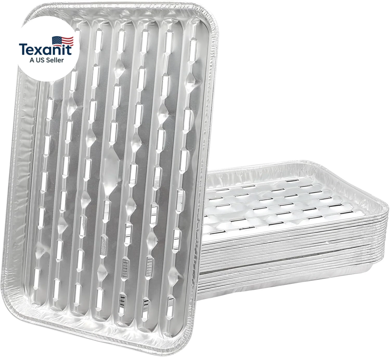 Disposable Aluminum Broiler Pan for Oven, 20 Pack Aluminum Tray with Holes for B