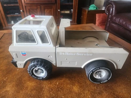 Tonka Tow Truck Chevron Large Vintage 17"x9"x7" Pressed Steel IMPERFECTIONS LOOK