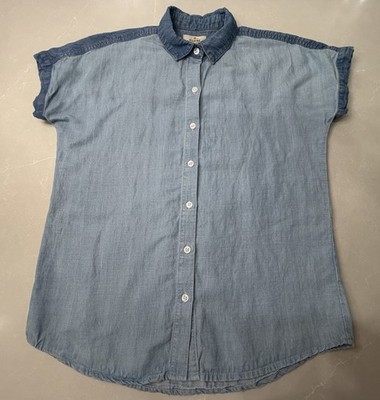 Marine Layer Two-Tone Chambray Demin Shirt - Light Blue, Small
