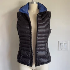 Bernado Goose Down Packable Puffer Vest-Full Zip-Black/Blue-Women's Sz Small