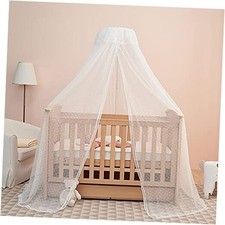 Baby Bed Canopy with Adjustable Clip-on Stand Baby Crib Cot 2 Piece Set White