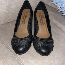Peacocks Size 6 Black Wedge Heeled Shoes - Hardly Worn As Seen In Photos VGC