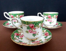Vintage Royal Stafford Bone China Olde English Garden 3 Cups Saucers