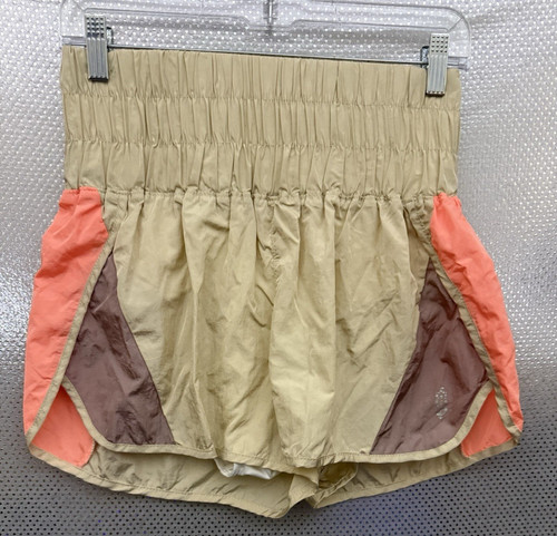 Free People Movement Shorts Womens Sz M Beige Coral The Way Home High Waisted