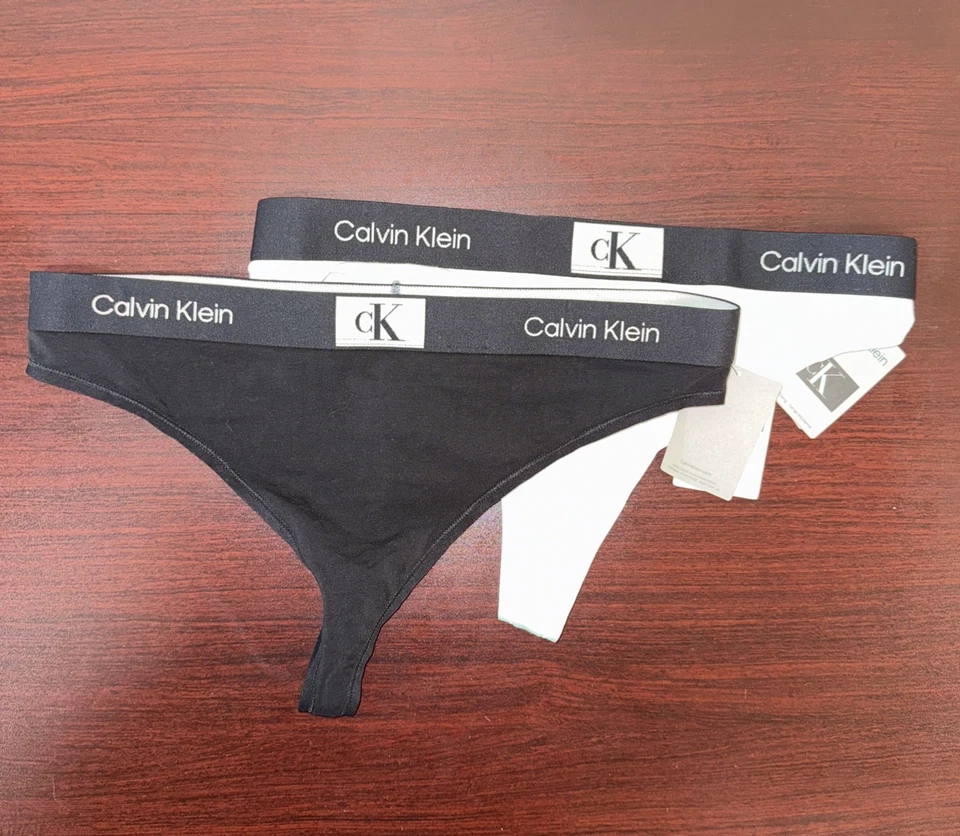 DOS TANGA CALVIN KLEIN 7227 MEZCLA ALGODÓN ELÁSTICO NUEVO CON ETIQUETAS TALLA X GRANDE BLANCO/LOGOTIPO Foto 4 de 4