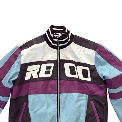 Ranboo R800 Racer Bomber Jacket Faux Leather Purple/Blue Zip Up