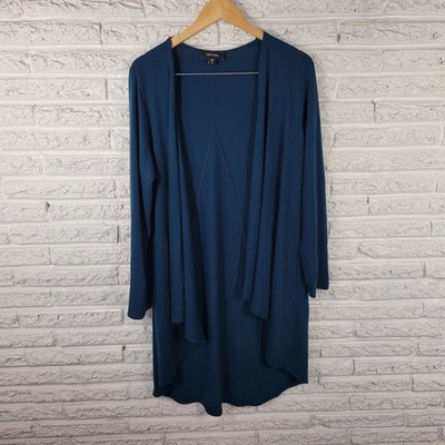 Karen Kane Womens Top 1X Plus Cardigan Open Blue Green Knit Poly Blend Office