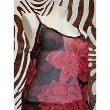Vintage Goth Red Black Sheer Cami Top Lounge Wear Lingerie Whimsygoth Vamp Sz M