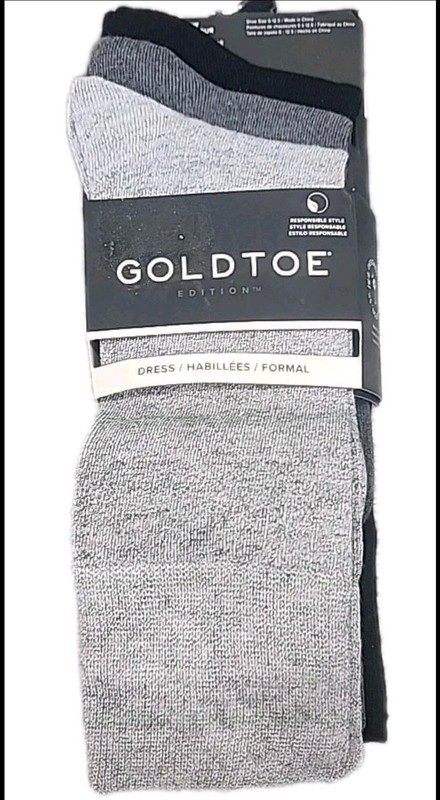Solid Dress Socks 3-Pack Gold Toe Black/Light Grey/Dark Grey [Wall 2]