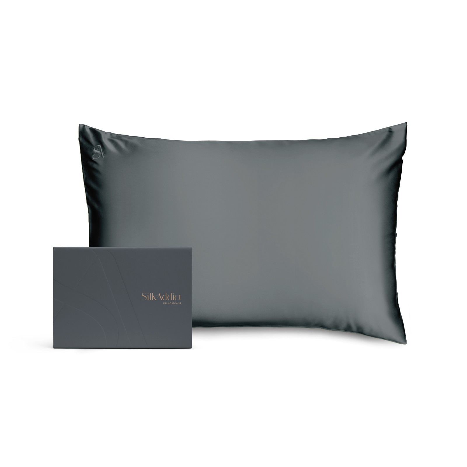 Silk Addict 100% Mulberry Silk Pillowcase Charcoal - Image 2