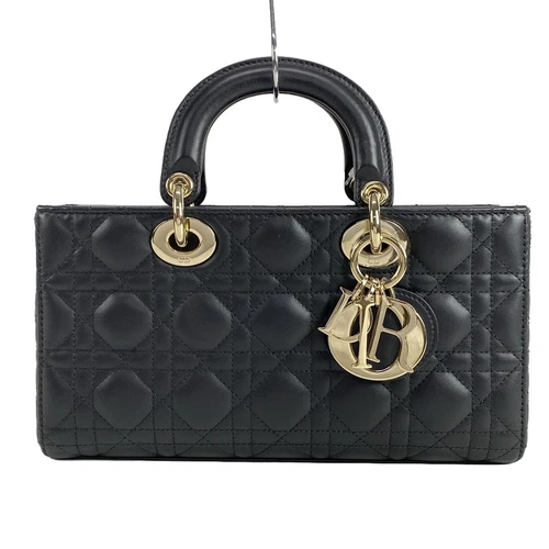Authentique sac moyen DIOR/ChristianDior LADY D JOY sac à main noir en peau d'agneau
