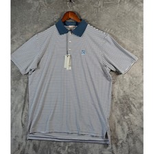 NWT Peter Millar Summer Comfort Polo Shirt Mens XL Blue White Stripe Performance