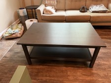 Rectangular Dark Brown Wood Coffee Table with Storage for Living Room