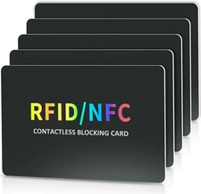 5pack RFID Blocking Cards,Contactless NFC Debit Credit Card Protector,One Card P