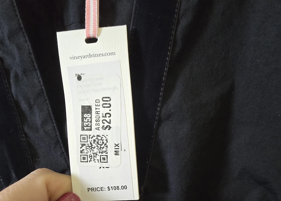 Vineyard Vines 女士上衣 XS 黑色天鹅绒装饰波普尔领衬衫 — 第 4/4 张图片