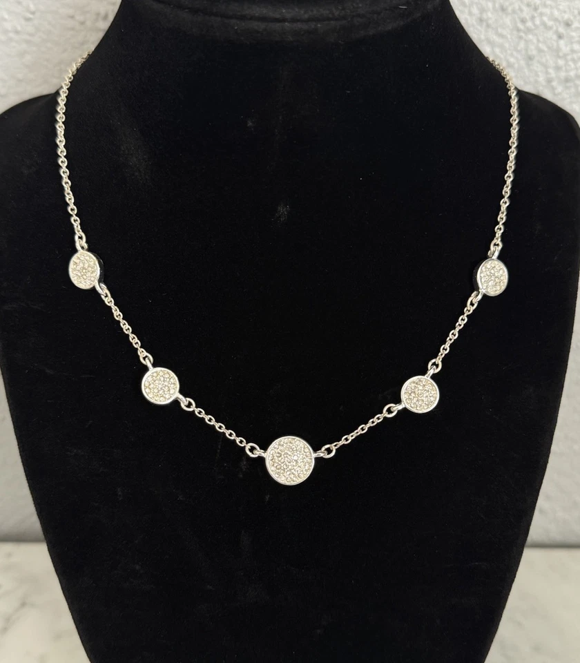 Anne Klein шикарный серебристого тона со стразами цепочка ошейник ожерелье 16» - Изображение 3 из 4