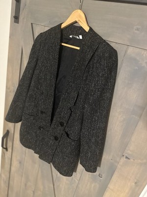 Vintage David Benjamin Womens 8 Tweed Wool Open Blazer Jacket Dark Academia