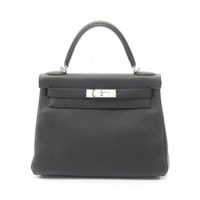 HERMES Kelly 28 inside stitched shoulder Handbag T Togo Black Used Women SHW