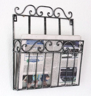 Wandregal Metall Vintage Zeitungsständer 09913 Magazinhalter 38 cm Küchenregal - Bild 1 von 4