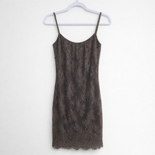 Brown Lace Slip Dress 6 Dark Taupe Forest Fairy Grunge Goblin Bojo Festival Boho