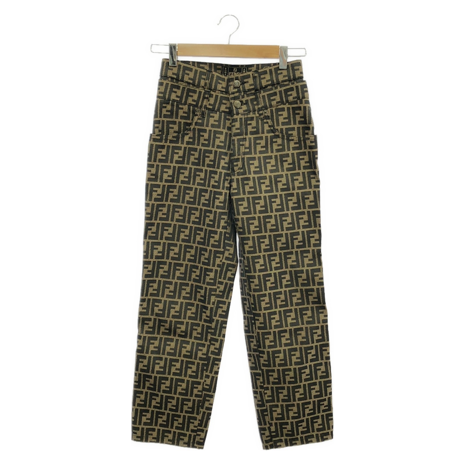 FENDI FF logo pattern Pants polyester Brown Used … - image 1