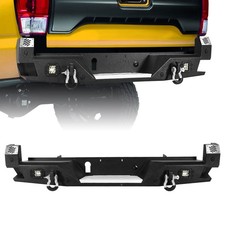 Heavy Duty Steel Rear Bumper W Lights D-rings For 2016-2023 Toyota Tacoma