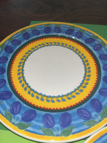 Vista Alegre Fruit Fantasy Plums Dinner Plate W/ Crazing Set Of 3 - Picture 2 of 3