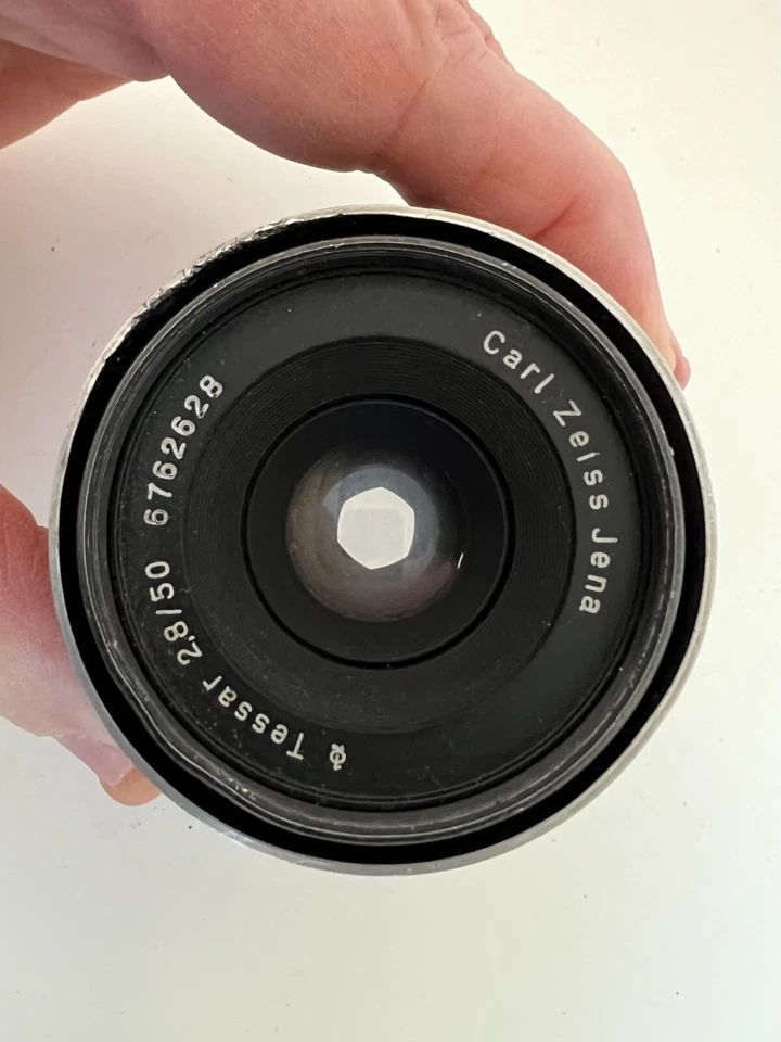 Objetivo Praxis VF, 35 mm SLR, Alemania Oriental, Carl Zeiss Jena Tessar f2,8 50 mm Foto 3 de 4