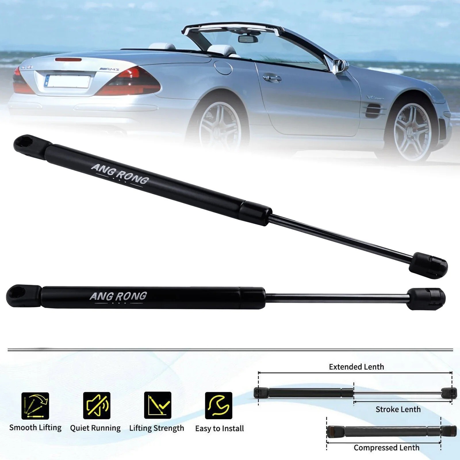 Vérins de hayon arrière de coffre auto Mercedes Benz SL R230 2001-2012 rechange 650N