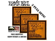 **3 PACK ERNIE BALL 2252 CLASSIC ROCK N ROLL SLINKY ELECTRIC GUITAR STRINGS **