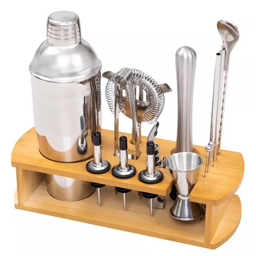 Juego de Coctelera Kit de Bartender con Elegante Soporte de Bambú 16 Piezas Mezcla de Vajilla - Imagen 1 de 8
