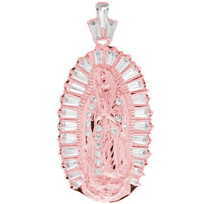 10k or 14k Rose Gold Mutiple Cut White CZ Set Guadalupe Virgin Mary ...