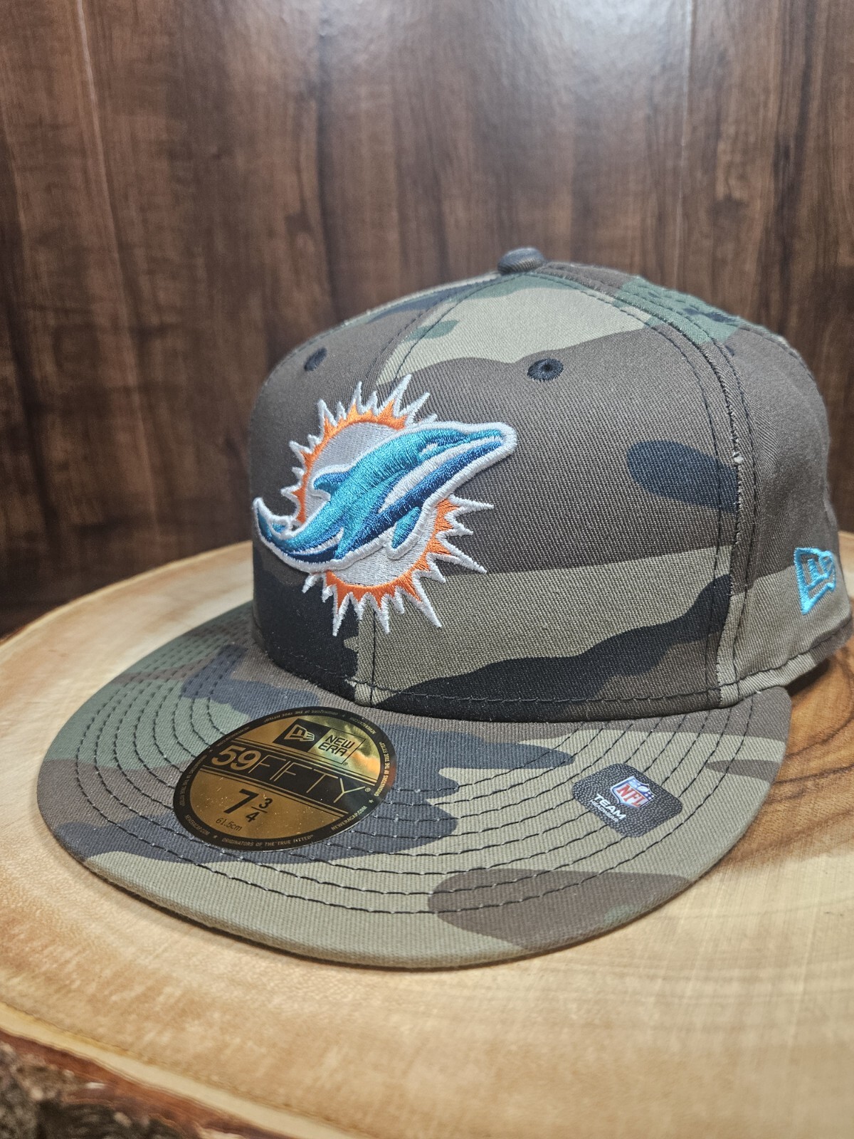 Miami Dolphins Camo New Era 59Fifty Fitted NFL Cap Size 7 3/4