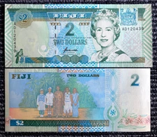FIJI 2 Dollars 1996 P96b Banknote World Paper Money UNC Currency Bill Note